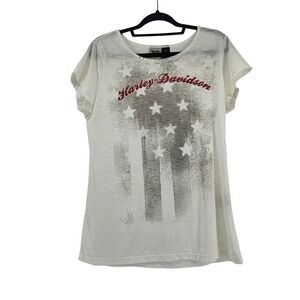 Harley-Davidson XL American Flag Graphic Tee Shirt USA Biker Grunge Sleaze Indie